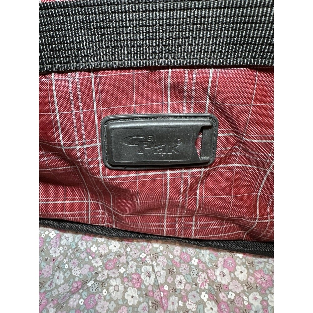 Vintage California Pak Red Plaid Duffel Bag Travel Calpak Luggage Weekender - Picture 15 of 15